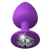 Фиолетовая анальная пробка со стразом Her Little Gem Large Plug - 9,5 см. - Pipedream - купить с доставкой в Ноябрьске