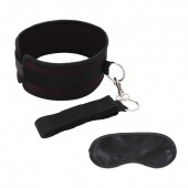 Черный ошейник с длинным поводком Collar and Leash Set - Lux Fetish - купить с доставкой в Ноябрьске