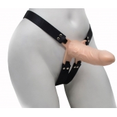 Пустотелый реалистичный фаллопротез на ремешках с заклепками - 15,5 см. - LOVETOY (А-Полимер) - купить с доставкой в Ноябрьске