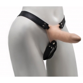 Пустотелый реалистичный фаллопротез на ремешках с заклепками - 16,5 см. - LOVETOY (А-Полимер) - купить с доставкой в Ноябрьске