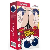 Шикарные темно-синие меховые наручники с ключиками - Le Frivole - купить с доставкой в Ноябрьске