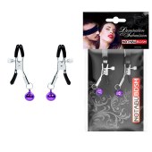 Оригинальные зажимы на соски с фиолетовыми шариками - Notabu - купить с доставкой в Ноябрьске