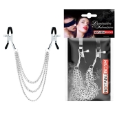 Оригинальные зажимы на соски с тройной цепочкой - Notabu - купить с доставкой в Ноябрьске