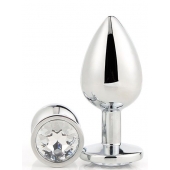 Серебристая анальная втулка с прозрачным кристаллом - 7,1 см. - Dream Toys - купить с доставкой в Ноябрьске