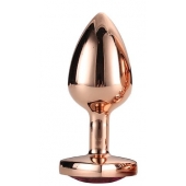 Золотистая анальная втулка с кристаллом-сердечком розового цвета - 7,1 см. - Dream Toys - купить с доставкой в Ноябрьске