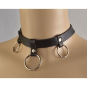 Черный чокер  Соло  с 3 кольцами - Sitabella - купить с доставкой в Ноябрьске