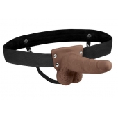 Коричневый перезаряжаемый вибрострапон - 18 см. - Lux Fetish - купить с доставкой в Ноябрьске