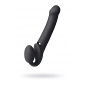 Черный безремневой вибрострапон Vibrating Bendable Strap-On L - Strap-on-me - купить с доставкой в Ноябрьске