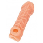 Телесная закрытая насадка с венками Cock Sleeve Size M - 15,6 см. - KOKOS - в Ноябрьске купить с доставкой