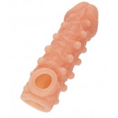 Телесная закрытая насадка с шариками Cock Sleeve Size M - 15,6 см. - KOKOS - в Ноябрьске купить с доставкой