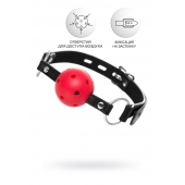 Красный кляп-шар на черных ремешках - ToyFa - купить с доставкой в Ноябрьске