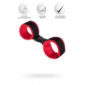 Красно-черные велюровые наручники Anonymo - ToyFa - купить с доставкой в Ноябрьске