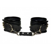 Черные наручники из эко-кожи - БДСМ Арсенал - купить с доставкой в Ноябрьске