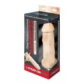 Поясной фаллоимитатор с мошонкой телесного цвета - 18 см. - LOVETOY (А-Полимер) - купить с доставкой в Ноябрьске