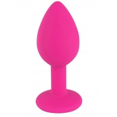 Розовая малая силиконовая пробка с прозрачным кристаллом - Свободный ассортимент