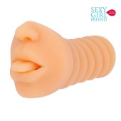 Телесный мастурбатор-ротик с высунутым язычком - Bior toys - в Ноябрьске купить с доставкой