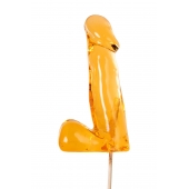 Оранжевый леденец в форме пениса со вкусом аморетто - Sosuчki - купить с доставкой в Ноябрьске