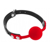 Красный кляп-шарик на черных ремешках - Fetish Tentation - купить с доставкой в Ноябрьске