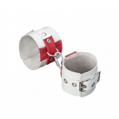 Белые кожаные наручники с красными крестами - Sitabella - купить с доставкой в Ноябрьске