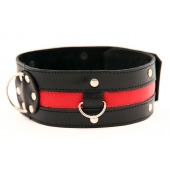 Чёрный ошейник с красной полосой - БДСМ Арсенал - купить с доставкой в Ноябрьске