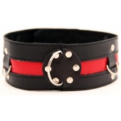 Чёрный ошейник с красной полосой - БДСМ Арсенал - купить с доставкой в Ноябрьске