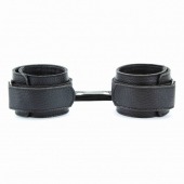 Чёрные кожаные наручники - БДСМ Арсенал - купить с доставкой в Ноябрьске