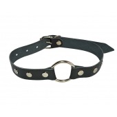 Кляп-кольцо на черных кожаных ремешках - Sitabella - купить с доставкой в Ноябрьске
