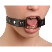 Кляп-кольцо на черных кожаных ремешках - Sitabella - купить с доставкой в Ноябрьске