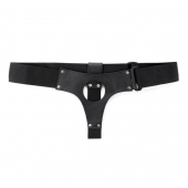 Чёрные кожаные трусики для больших насадок - БДСМ Арсенал - купить с доставкой в Ноябрьске