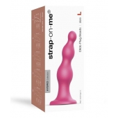 Розовая насадка Strap-On-Me Dildo Plug Beads size L - Strap-on-me - купить с доставкой в Ноябрьске