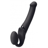 Черный безремневой вибрострапон Silicone Bendable Strap-On - size XL - Strap-on-me - купить с доставкой в Ноябрьске