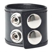 Хомут-утяжка для мошонки из искусственной кожи на клепках SNAP BALL STRETCHER - BlueLine - купить с доставкой в Ноябрьске