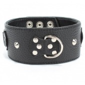 Черный кожаный ошейник с короткими шипами - БДСМ Арсенал - купить с доставкой в Ноябрьске