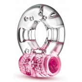 Розовое эрекционное виброкольцо Arouser Vibrating C-Ring - Blush Novelties