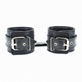 Чёрные кожаные оковы с клепками - БДСМ Арсенал - купить с доставкой в Ноябрьске