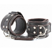 Коричневые кожаные оковы с клепками - БДСМ Арсенал - купить с доставкой в Ноябрьске
