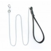 Металлический поводок с кожаной ручкой - БДСМ Арсенал - купить с доставкой в Ноябрьске