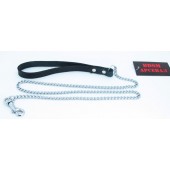 Металлический поводок с кожаной петлёй - БДСМ Арсенал - купить с доставкой в Ноябрьске