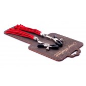 Металлические зажимы на соски с красными замшевыми кисточками - Crazy Handmade - купить с доставкой в Ноябрьске