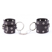 Черные кожаные наручники с люверсами - Crazy Handmade - купить с доставкой в Ноябрьске