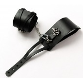 Черные кожаные оковы с креплением в виде веревочек - Crazy Handmade - купить с доставкой в Ноябрьске