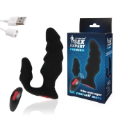 Черный анальный вибростимулятор с пультом ДУ - Sex Expert - в Ноябрьске купить с доставкой