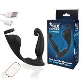 Черный анальный вибромассажёр с эрекционным кольцом и подхватом для мошонки - 12,8 см. - Sex Expert - в Ноябрьске купить с доставкой