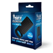 Черная открытая насадка на пенис с кольцом для мошонки XXXL-size - 9,9 см. - Sex Expert - в Ноябрьске купить с доставкой