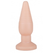 Телесная анальная пробка с рёбрышками - 14 см. - LOVETOY (А-Полимер)