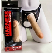 Страпон телесного цвета на регулируемых ремешках - 17 см. - LOVETOY (А-Полимер) - купить с доставкой в Ноябрьске