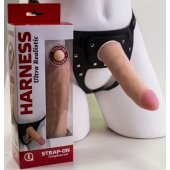 Страпон Харнесс из двух предметов: трусики с плугом и насадка-фаллос - 18 см. - LOVETOY (А-Полимер) - купить с доставкой в Ноябрьске
