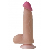 Фаллоимитатор с мошонкой из неоскин на присоске - 17,5 см. - LOVETOY (А-Полимер)