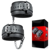 Черные кожаные оковы на цепочке с карабинами - Notabu - купить с доставкой в Ноябрьске
