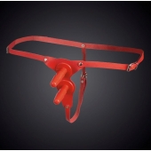 Красные кожаные универсальные трусики с двумя  штырьками для насадок - Sitabella - купить с доставкой в Ноябрьске